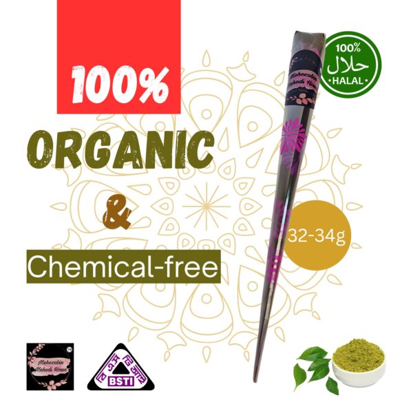 100% Organic Henna Cone – Natural Mehndi for Hands, Bridal-Quality Stain, Chemical-Free