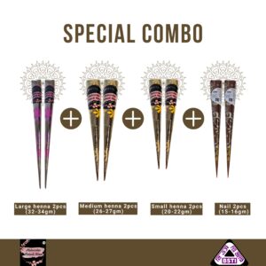 Tinted Touch Combo 5 – bridal mehndi set with large, medium, small, and nail cones